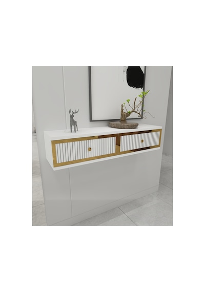 Duru 90 Cm Pleksi Detaylı Duvara Monte Kapaklı Raflı Dresuar Makyaj Masası Beyaz-altın Beyaz-altın Duru 90 Cm Pleksi Detaylı Duvara Monte Kapaklı Raflı Dresuar Makyaj Masası Beyaz-altın Beyaz-altın