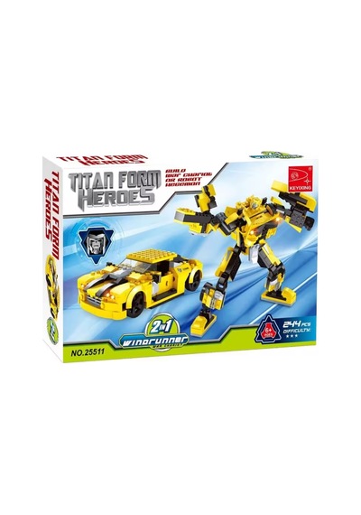Ausini Titan Form Heroes 244 Parça 2 İn 1 Araca Dönüşen Sarı Robot