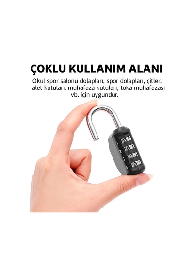Omniax 4 Haneli Şifreli Asma Kilit Çelik Halkalı - Dolap/bavul/spor Çantası/spor Salonu Kilidi
