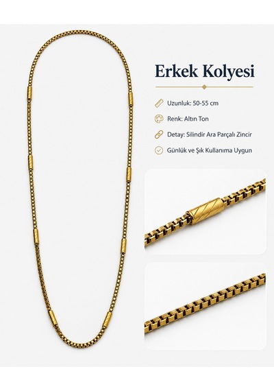 Kuyum Model Altın Renk Erkek Zincir Kolye 50-55 Cm 316l Paslanmaz Çelik Premium Kalite, Üstün Dayanıklılık Renkli Kuyum Model Altın Renk Erkek Zincir Kolye 50-55 Cm 316l Paslanmaz Çelik Premium Kalite, Üstün Dayanıklılık Renkli