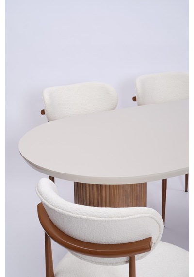 Bohem Traverten Boyalı Highgloss Mdf Yemek Masası 90 170 Kayın