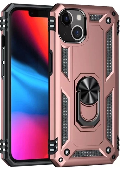 Newface Apple İphone 14 Plus Kılıf Sofya Yüzüklü Silikon Kapak - Rose
