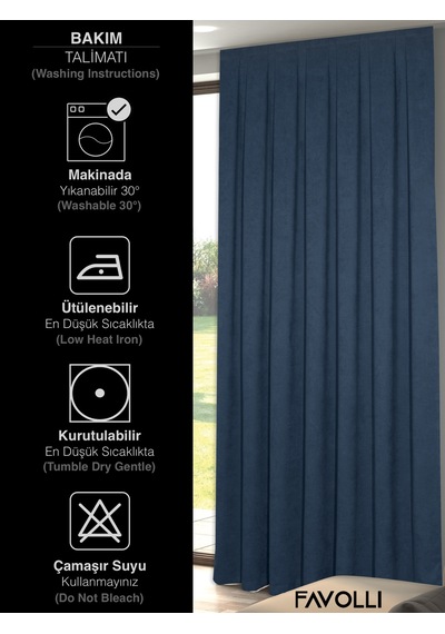Br Favolli Kadife Dokulu Derin Mavi Ada Fon Perde Ekstrafor Büzgülü Dream Series