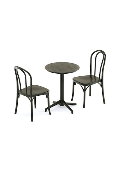 Bintaşmobilya Siyah 2 Kişilik Cafe Bahçe Masa Sandalye Takımı Siyah