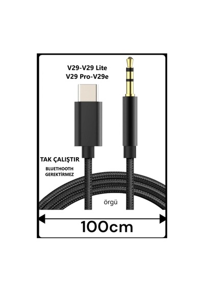 Vivo V29 5g V29 Lite V29 Pro V29e Aux Kablo Type C Aux Kablo Dac Çipli Örgü Tak Çalıştır