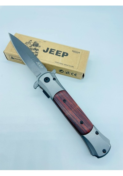 Jeep Marka Ahşapkasa Yarıotomatik Kamp Çakı //23cm-0ııııııı0 Kahverengi - Siyah