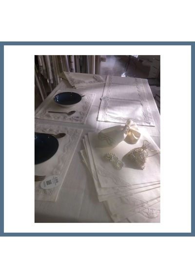 Buradabulabilirsin Sofra Takımı Lina Gardenya Keten Yemek Takımı 160x260 Masa Seti 26 Parça Runner Set Krem Bbz