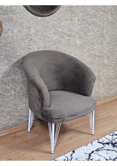 Zafir Tekli Teddy Beyaz Boyalı Telli Ayak Çay Seti Koltuk Tekli Berjer , Balkon, Salon, Ofis Kahverengi