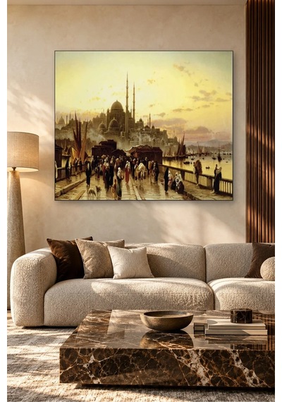Fida Galata Köprüsünden Yeni Cami Manzarası Canvas Tablo Çok Renkli