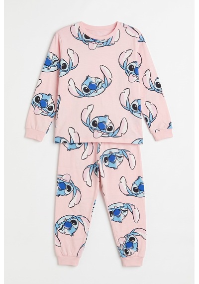 Minipomes Cartoon Print Pamuklu Çocuk Pijama Takım Pembe
