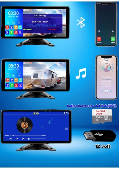 2 Ad 720p Ahd 170'' Kamera Dokunmatik Video Müzik Dvr Ekran
