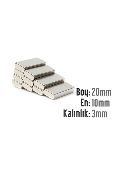 Neodyum Mıknatıs Köşeli 20x10mm , Kalınlık 3 Mm 3 Adet