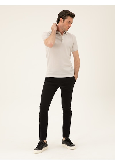 Cacharel Siyah Slim Fit Beli Bağcıklı Pantolon