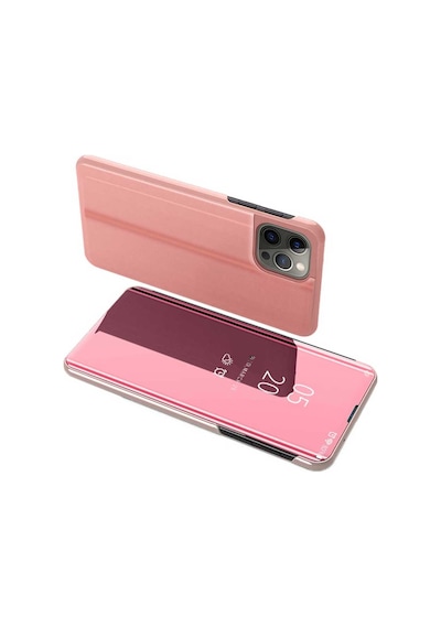 Apple Uyumlu iPhone 11 Pro Max Aynalı Kapaklı Lüx Kılıf Rose Gold