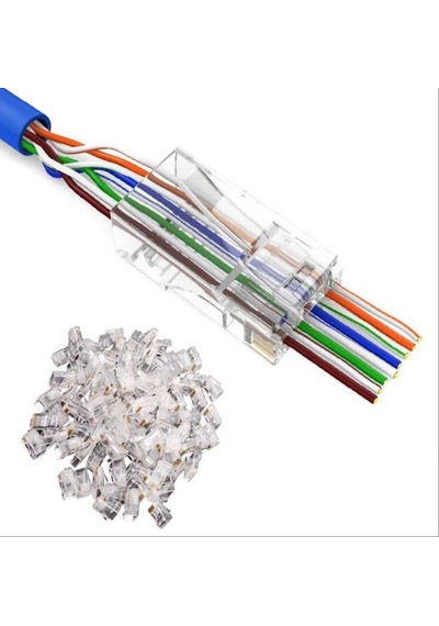 Yeni Nesil Delikli Cat6 Ez Rj45 Konnektör Utp Jack 100 Adet