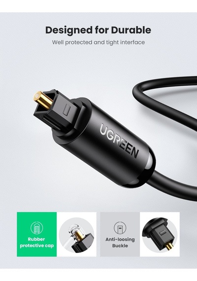 Ugreen 70890 Fiber Optik Ses Kablosu Siyah. 1M