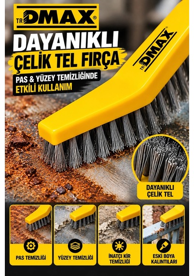 Dmax Metal Kazıma Spatulası Tel Fırçalı Boya Sökücü Pas Temizleme Fırçası Yapışkan Kalıntısı Ve İnat