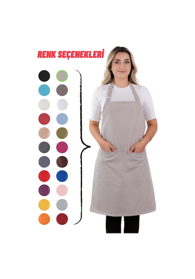 Sevilya Simple Ayar Askılı Mutfak Önlüğü Açık Gri