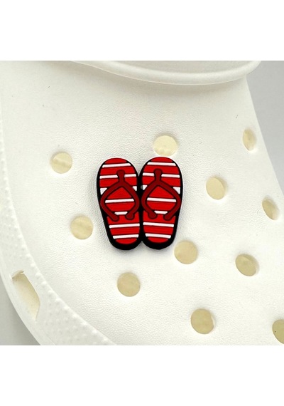 Crocs Terlik Süsü Ve Aksesuarı , Çanta Süsü Jibbitz Parmak Arası Terlik 01 Görsel Logo Aksesuar Kırmızı-beyaz-bordo-siyah