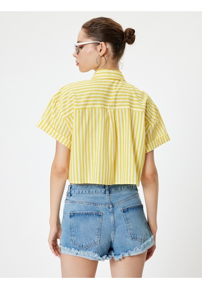 Koton Crop Gömlek Cep Detaylı Kısa Kollu Düğmeli Klasik Yaka Sarı Çizgili 4sal60260ıw Sarı Çizgili Koton Crop Gömlek Cep Detaylı Kısa Kollu Düğmeli Klasik Yaka Sarı Çizgili 4sal60260ıw Sarı Çizgili