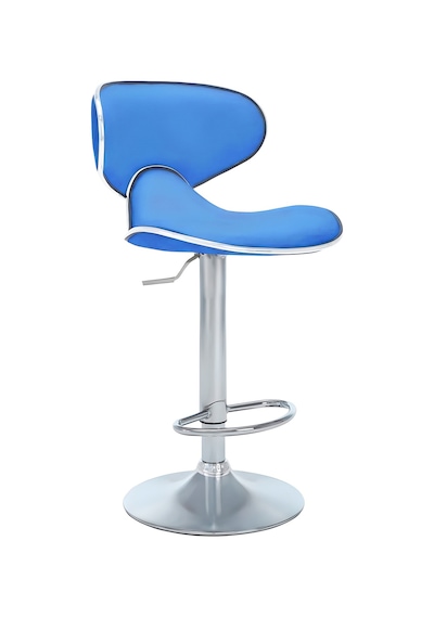 Bürocci Zen Bar Taburesi - Mavi Modern Deri Metal Ataklı Yüksek Tezgah Sandalyesi - 9549s0514 Mavi