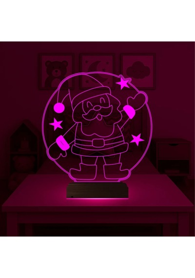 Luvivia Çocuk Odası Noel Baba Yılbaşı Hediyesi 3d Lamba - Masa Gece Lambası Şeffaf