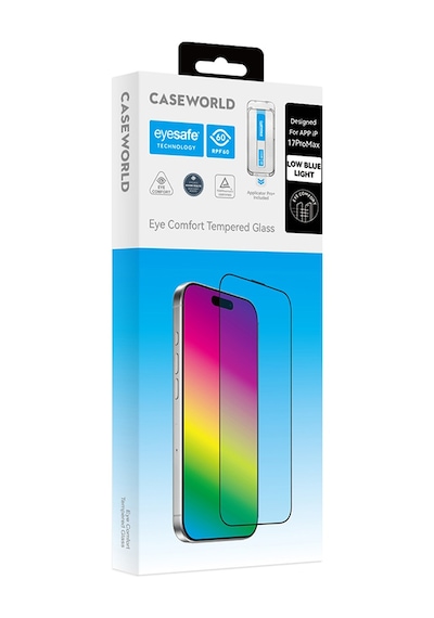 Apple Uyumlu   iPhone 13 Pro Max Caseworld Applicator Serisi 2.5d Eyesafe Teknolojili 0.33mm Ekran Koruyucu Şeffaf