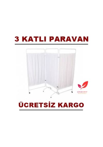 Metal Katlanabilir 3 Kanatlı Muayene Masası Paravanı