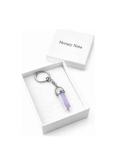 Unisex Opal Kristal Taş Uçlu Metal Anahtarlık Mavi Mor Renk