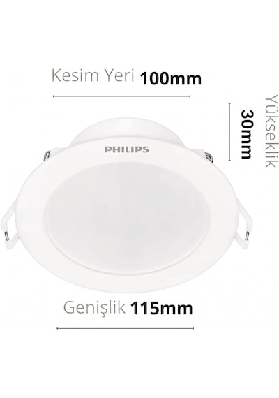 Philips Eridani 7w Kesim Yeri 100mm Dış Çapı 115mm Yükseklik 35mm Eyes Comfort 3000K Sarı Işık