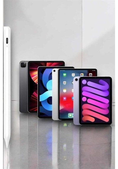 Dokunmatik Kalem Beyaz Şarjlı Yedek Uçlu Android iOS Uyumlu