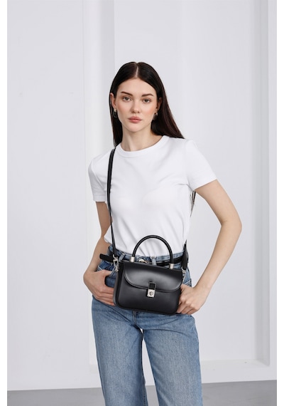 Shule Bags Cobble Small Çapraz Çanta Siyah Siyah