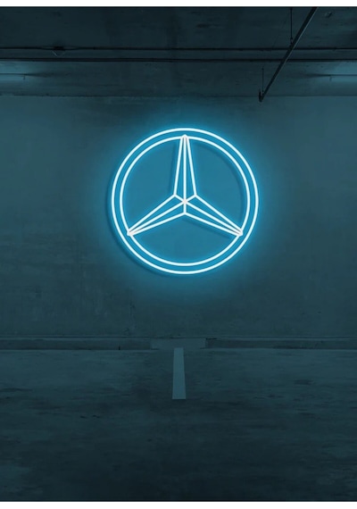 Rent A Carlara Özel Mercedes Logo Neon Tabela Turkuaz