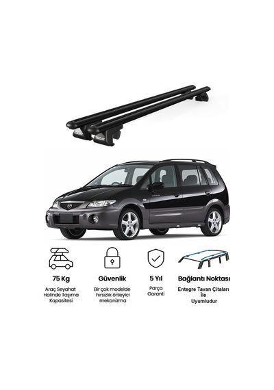 Venüs Mazda Premacy 1999-2005 Uyumlu Siyah Ara Atkı Port Bagaj Tavan Barı