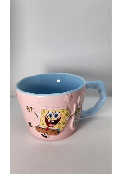 Süngerbob Pembe Rüya Mug - Kupa + Kaşık + Figür Set Çok Renkli