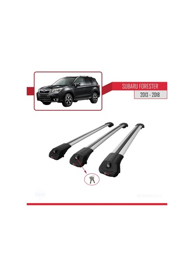 Subaru Forester 2013-2018 Arası İle Uyumlu Ace-1 Ara Atkı Tavan Barı Gri 3 Adet Bar