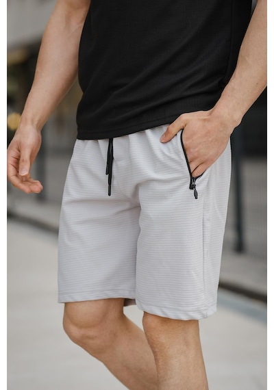 Oksit Sams Fermuarlı Detaylı Dokuma Slim Fit Likralı Erkek Bermuda Şort 001