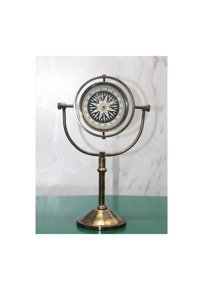 1 Adet Pirinç Pusula Metal Pusula, Yön Bulucu Compass Model 7666 Ölçü 23x15 Cm