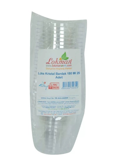 Lüks Kristal Bardak Sert Plastik Çay Kahve Su Otomat Bardağı 180 Ml 25 Li 1 Paket