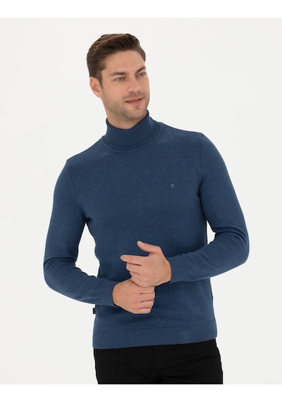 Pierre Cardin Erkek İndigo Melanj Triko Kazak 50276162-vr155 İndigo Melanj