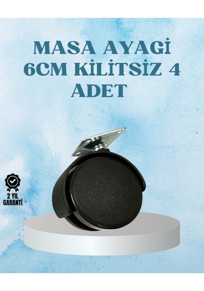 Kilitsiz Mobilya Tekerleği 6 Cm 4 Adet Dayanıklı Tasarım Siyah