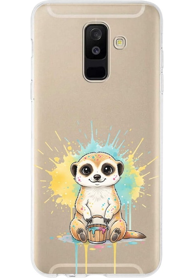 Samsung Galaxy A6 Plus 2018 İle Uyumlu Splash Mirket Tasarımlı Şeffaf Silikon Kılıf Şeffaf