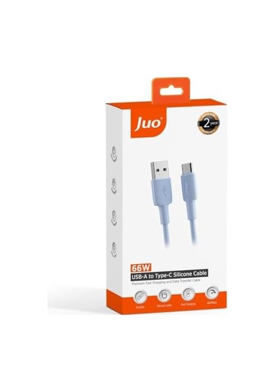 66w Usb-a To Usb Type-c Silikon Hızlı Şarj Ve Data Kablosu Mavi 1 Metre