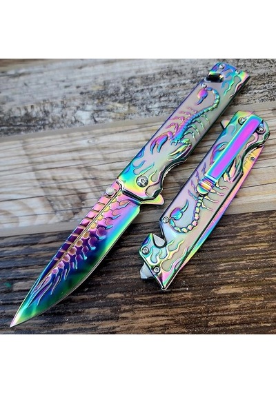 Knivox Sibirya Company S2076 Gökkuşağı Akrep İşlemeli Kurtarma Kamp Çakıs
