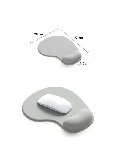 Sonictouch Bilek Destekli Gri Damla Tipi Pürüzsüz Yüzey Dikişsiz Gamer Oyuncu Mouse Pad 20x22cm Mousepad
