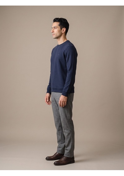 Maccali Erkek Lacivert Selanik Bisiklet Yaka Sweatshirt