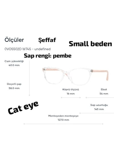Vogue Vo5502d W745 54ekt Small Kadın Mavi Işık Korumalı Ekran Gözlüğü Şeffaf - Pembe