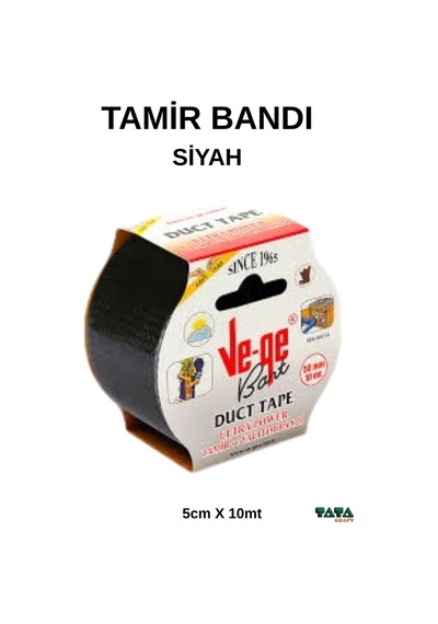 Vege -siyah- Tamir Yalıtım Bantı , Duct Tape Tamir, Hobi, Ağır Ambalaj - 5cm X 10mt - 680256998
