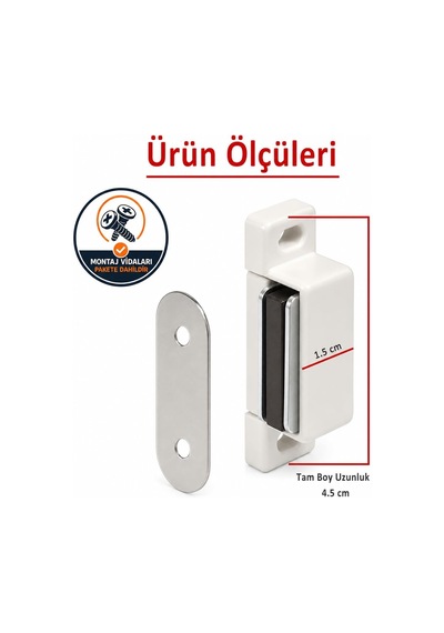 Mıknatıslı Çıtçıt Plastik Mobilya Dolap Kapak Sineklik Kilit Tutucu Çıt Çıt