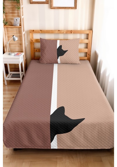 Kedi Desenli Pudra Genç Odası Tek Kişilik Pike Takımı - Vizon Siyah 160x220 Cm Kapitone Yatak Örtüsü Kabuğu Pencere Nefesi Kedi Desenli Pudra Genç Odası Tek Kişilik Pike Takımı - Vizon Siyah 160x220 Cm Kapitone Yatak Örtüsü Kabuğu Pencere Nefesi